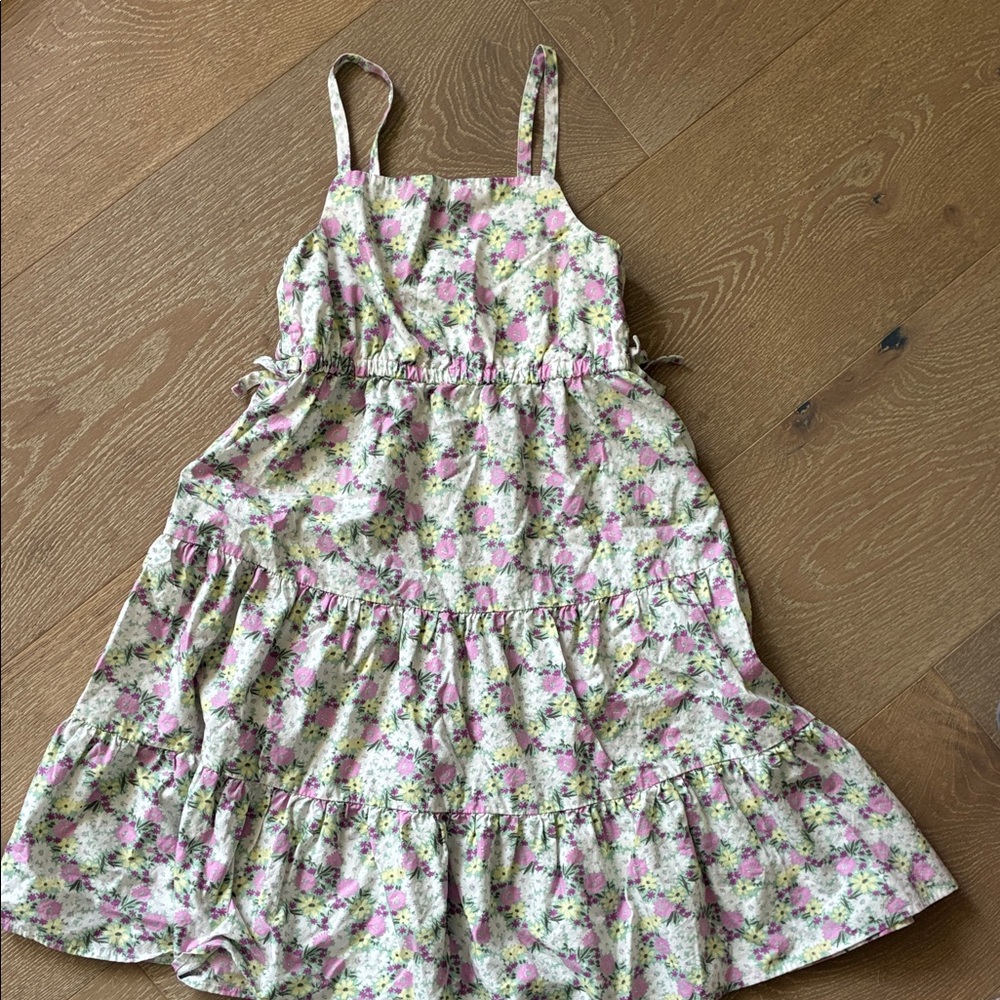 Charming Floral Kids Dress with Pink and Green Hues